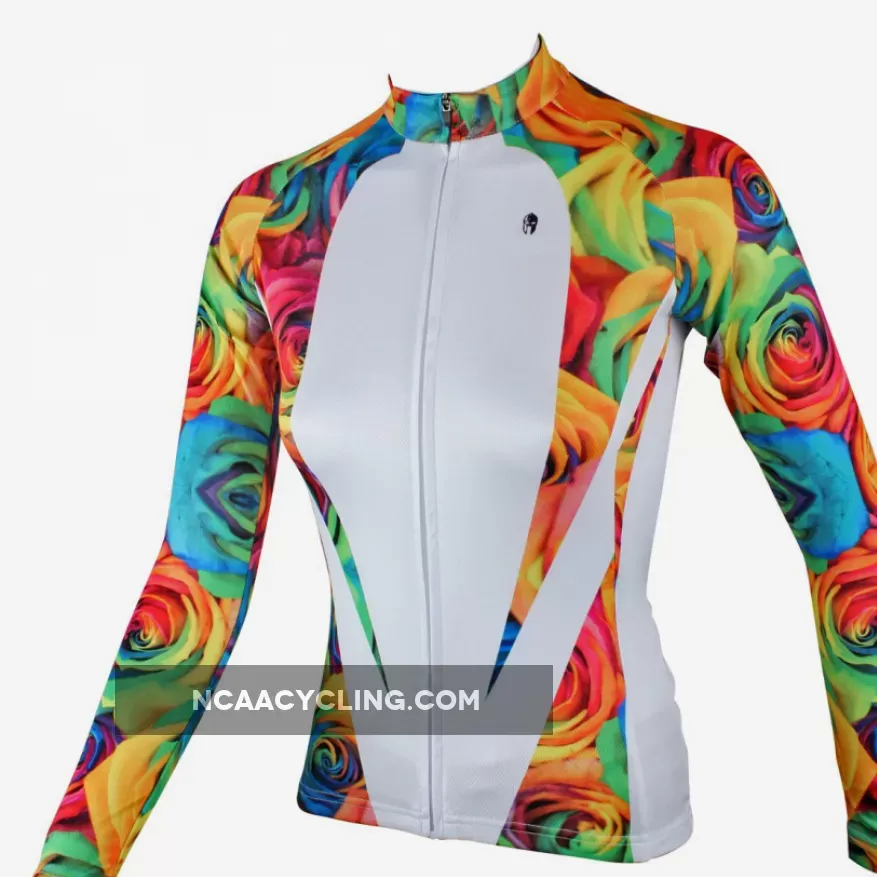 Rose Patterns Elegant Women's Long-Sleeve Cycling Jersey Women MTB Jerseys 224