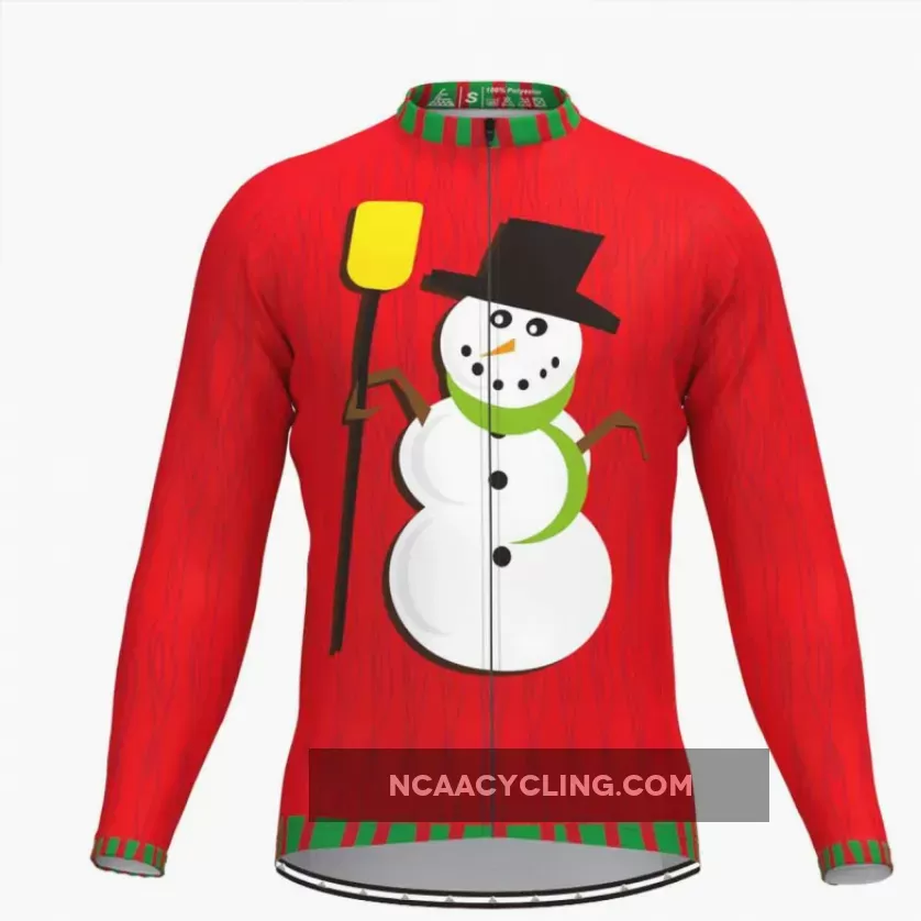 Ugly Christmas Sweater Themed LS Cycling Jersey-Snowman