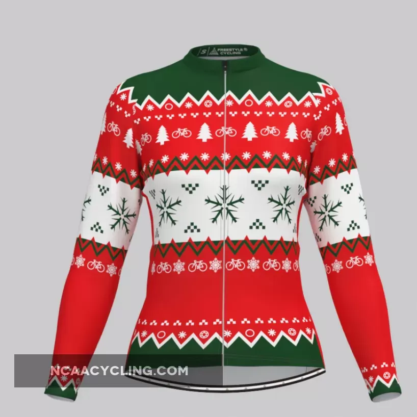 Christmas Snowflake Ugly Sweater Women's LS Cycling Jersey