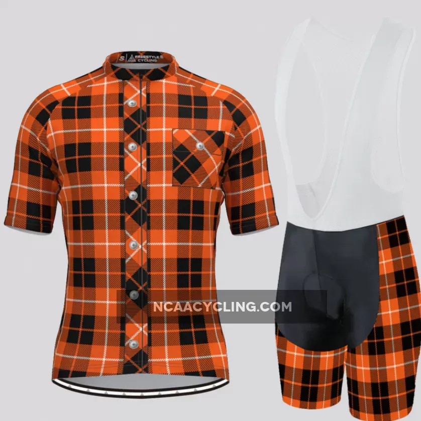 Plaid Checkered Shirt V3 Men's Cycling Kit Orange Online