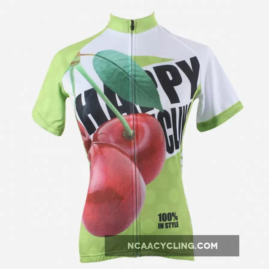 Happy Cycling Summer Fruit Cherry Woman's Short-Sleeve Cycling Jersey Suit Biking Wear Breathable Outdoor Sports Gear Leisure Biking T-shirt Sports Clothes NO.178