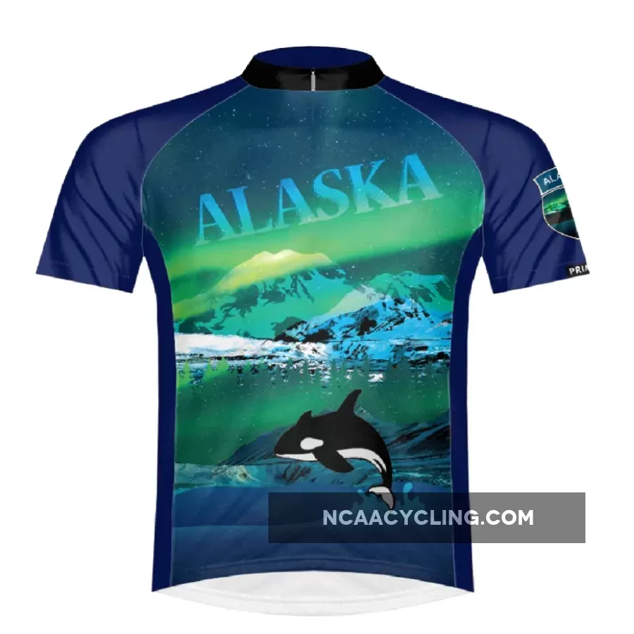 Primal Wear The Last Frontier Alaska Men's Sport Cut Full Zip Short Sleeve Cycling Jersey, Alaska Bike Jersey LSTFJ20M-M