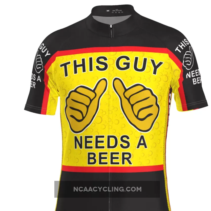 Men's This Guy Needs a Beer Short Sleeve Cycling Jersey