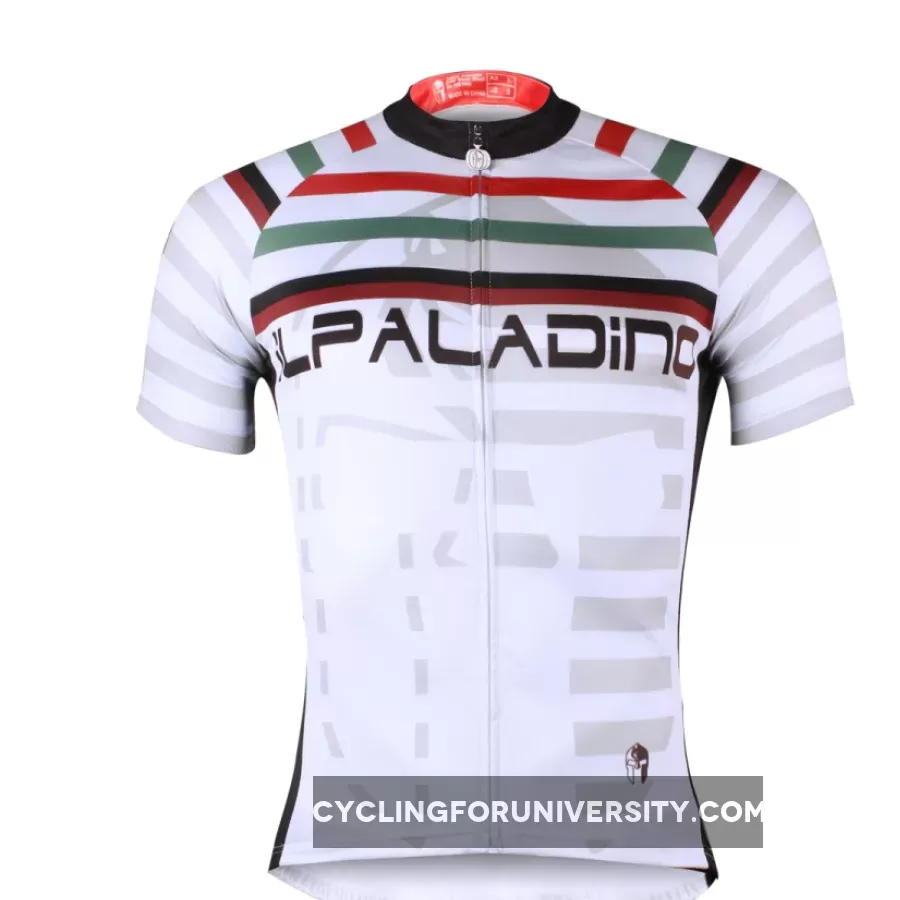Multi-Strip White Men's Short-Sleeve Cycling Jersey Bicycling Shirts Summer NO.704