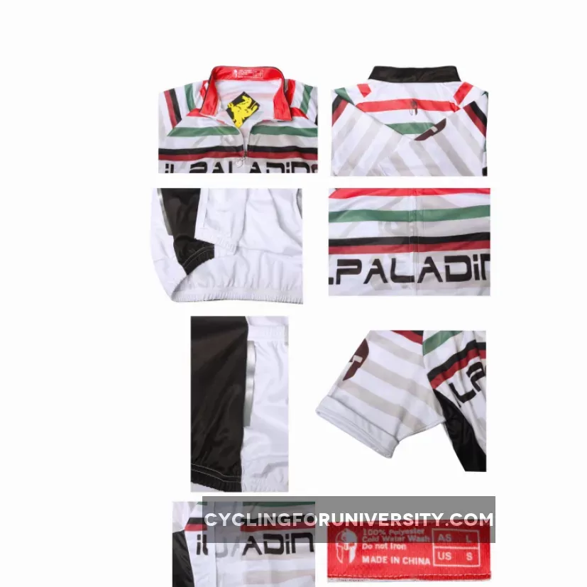 Multi-Strip White Men's Short-Sleeve Cycling Jersey Bicycling Shirts Summer NO.704