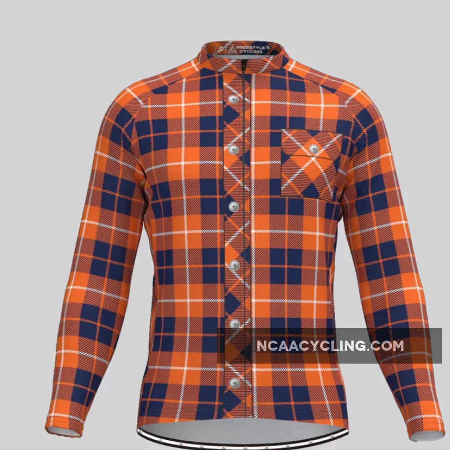 Plaid Checkered Shirt V11 Men's LS Cycling Jersey To Buy