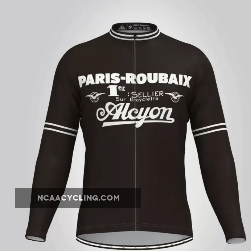Retro Paris Roubaix Mens Long Sleeve Cycling Jersey Outlet