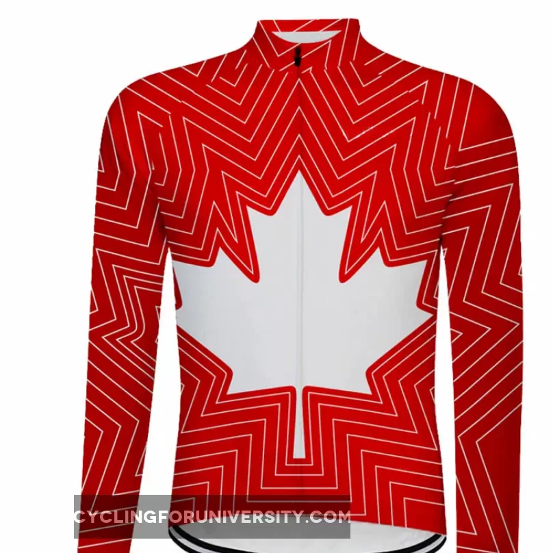 Canada Maple Leaf Long sleeve Men's Cycling Jersey Red