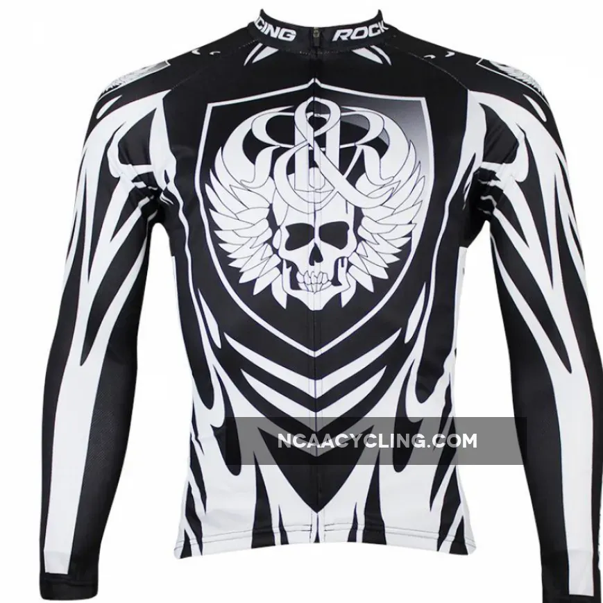 Rock Racing Skull Black Men's Bike Long-sleeve Cycling Jersey NO.74
