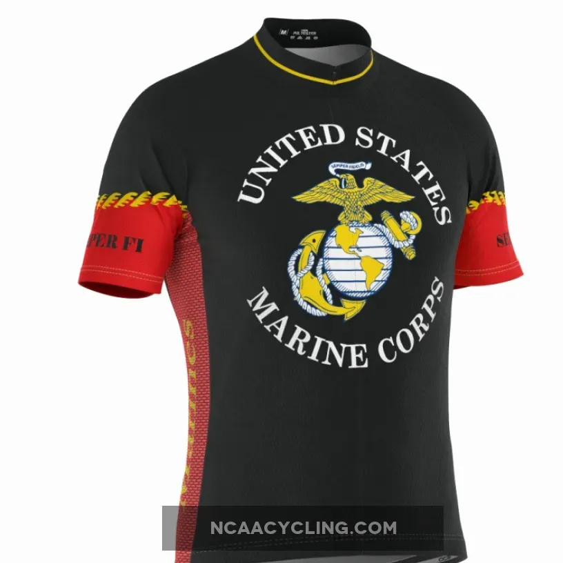 Men's Marine Corps USMC Short Sleeve Cycling Jersey, Marine Corps Cycling Jersey