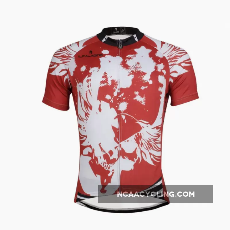 Angel White Wing Feather Red Cycling Jersey Men's Short-Sleeve Bicycling Shirts Summer NO.657