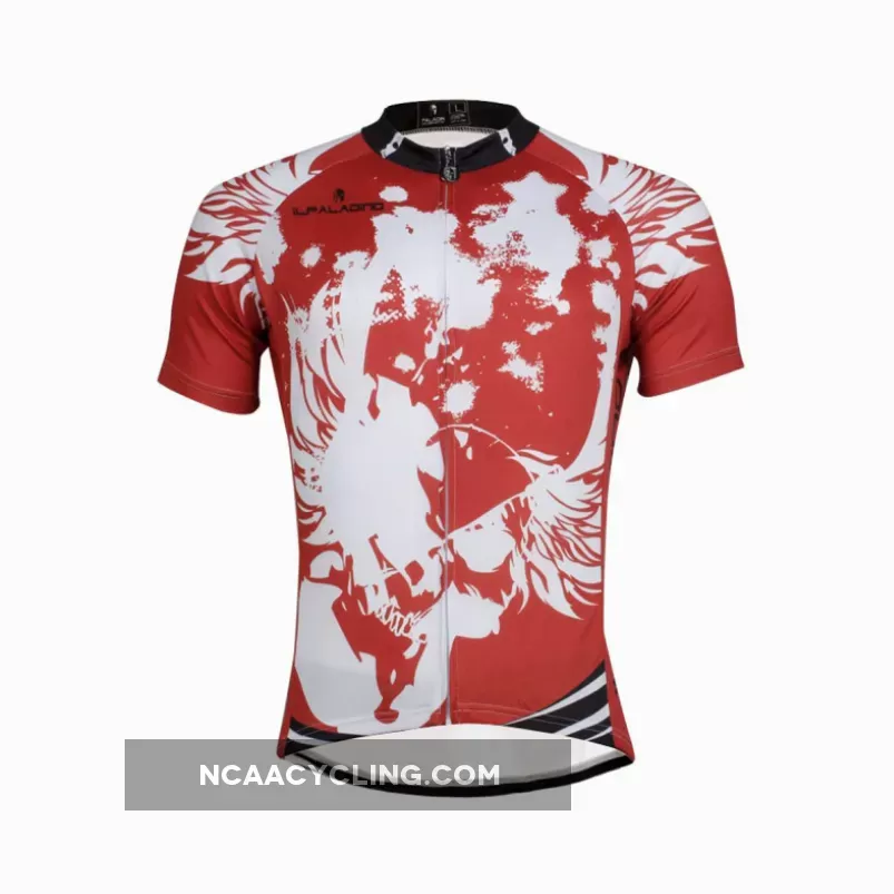 Angel White Wing Feather Red Cycling Jersey Men's Short-Sleeve Bicycling Shirts Summer NO.657