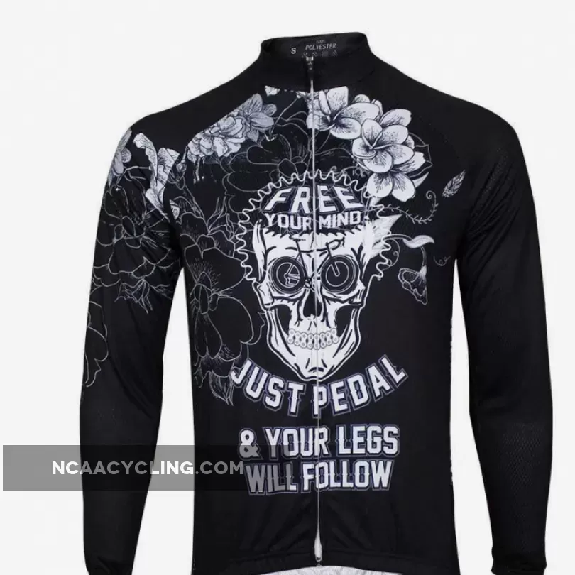 Free Your Mind Skull Long Sleeve Cycling Jersey For Sale