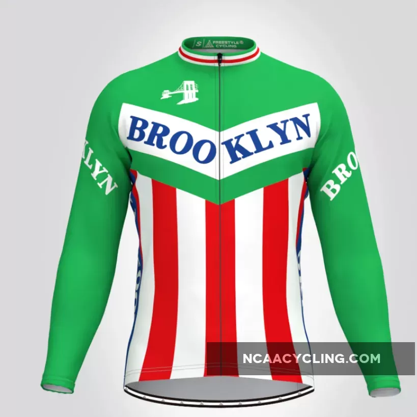 Retro Brooklyn Team Men's LS Cycling Jerseys Green Outlet