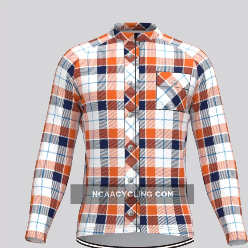 Plaid Checkered Shirt V13 Men's LS Cycling Jersey To Buy