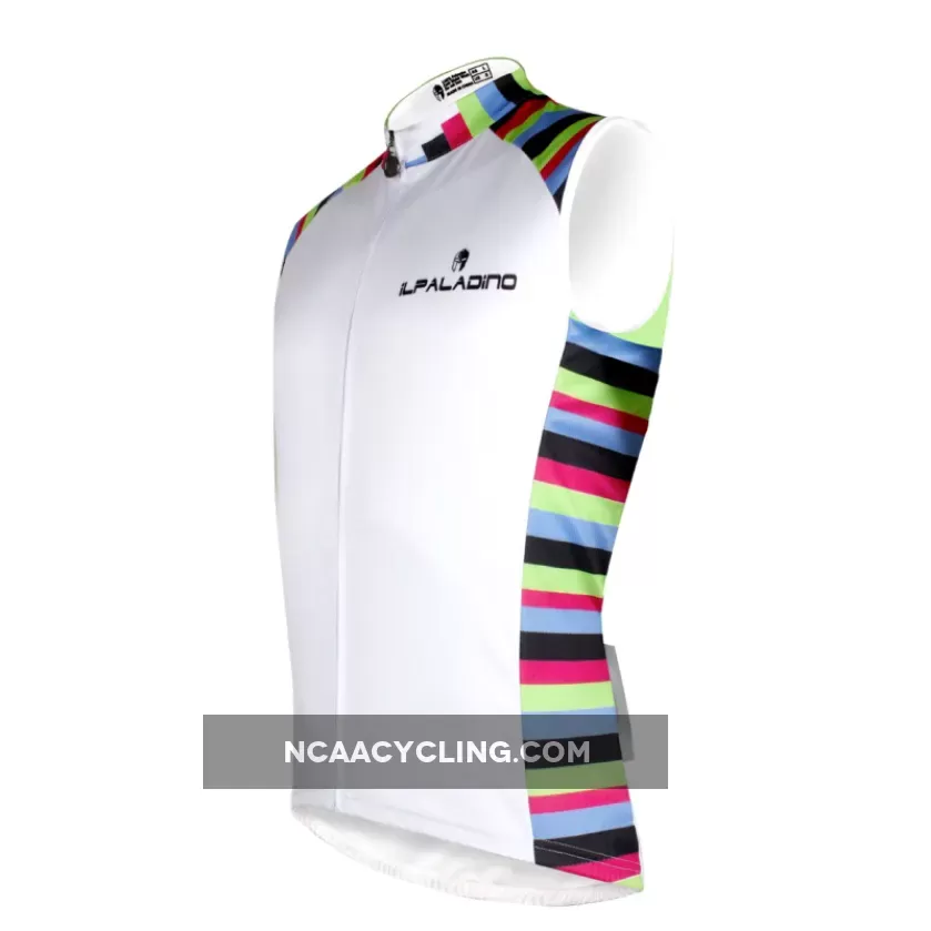 Colorful Side White Men's Cycling Sleeveless Bike Jersey T-shirt NO.W 674