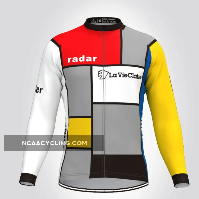 La Vie Claire Men's Long Sleeve Retro Cycling Jersey