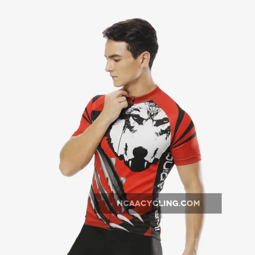 Wolverine Wolf Red Men's Cycling Short-sleeve Jersey Exercise Bicycling Pro Cycle Clothing Racing Apparel Outdoor Sports Leisure Biking Shirts Team Summer NO. 20NDX