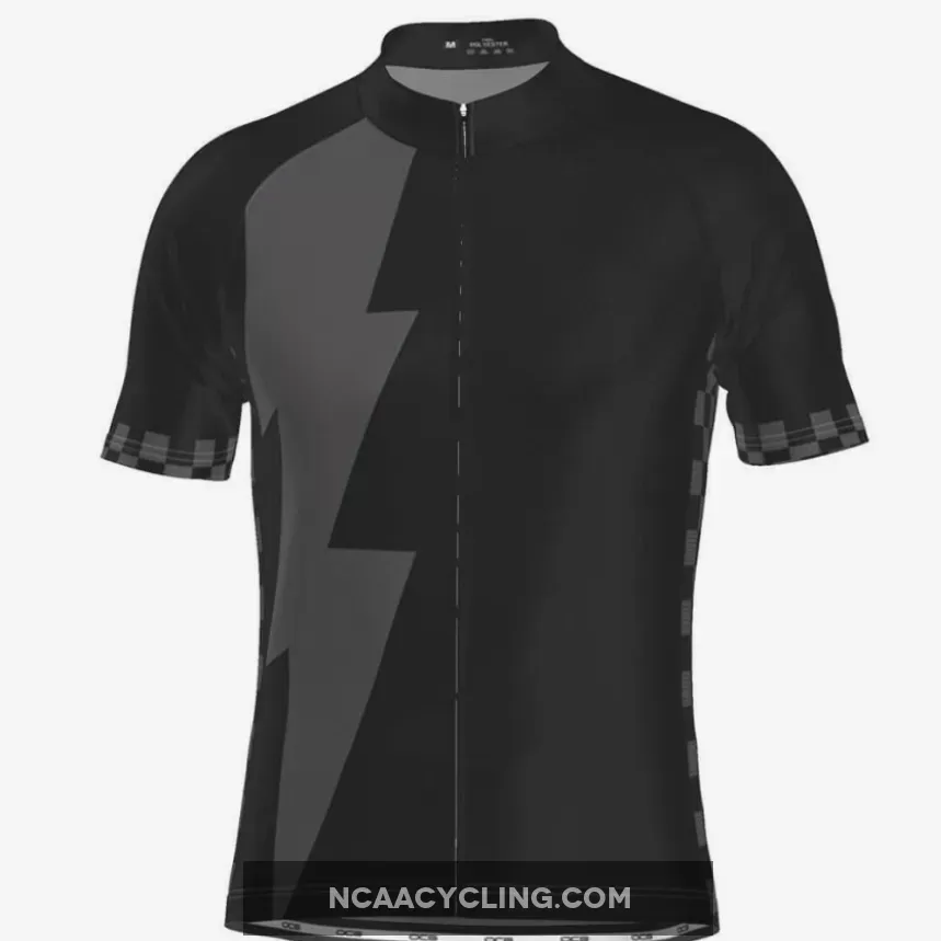 Men's Black Lightning Checkered Short Sleeve Cycling Jersey