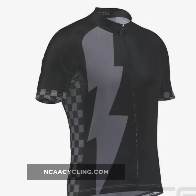 Men's Black Lightning Checkered Short Sleeve Cycling Jersey