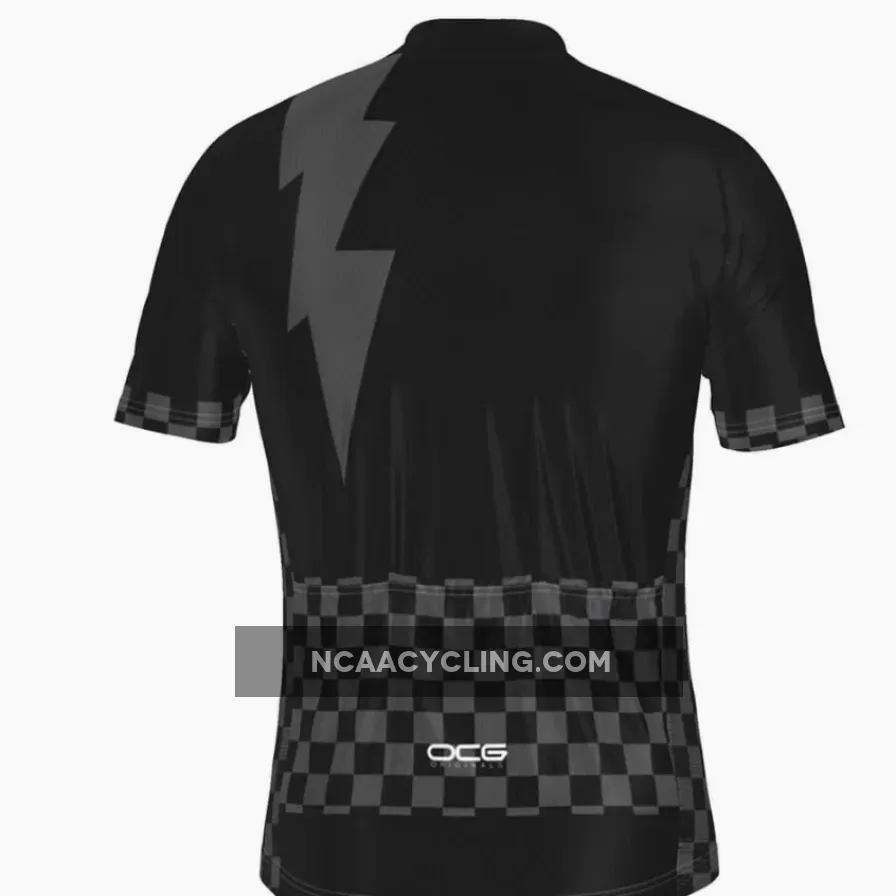 Men's Black Lightning Checkered Short Sleeve Cycling Jersey