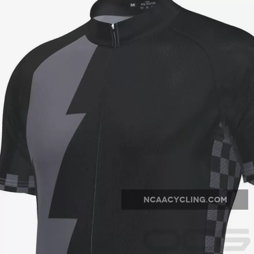 Men's Black Lightning Checkered Short Sleeve Cycling Jersey