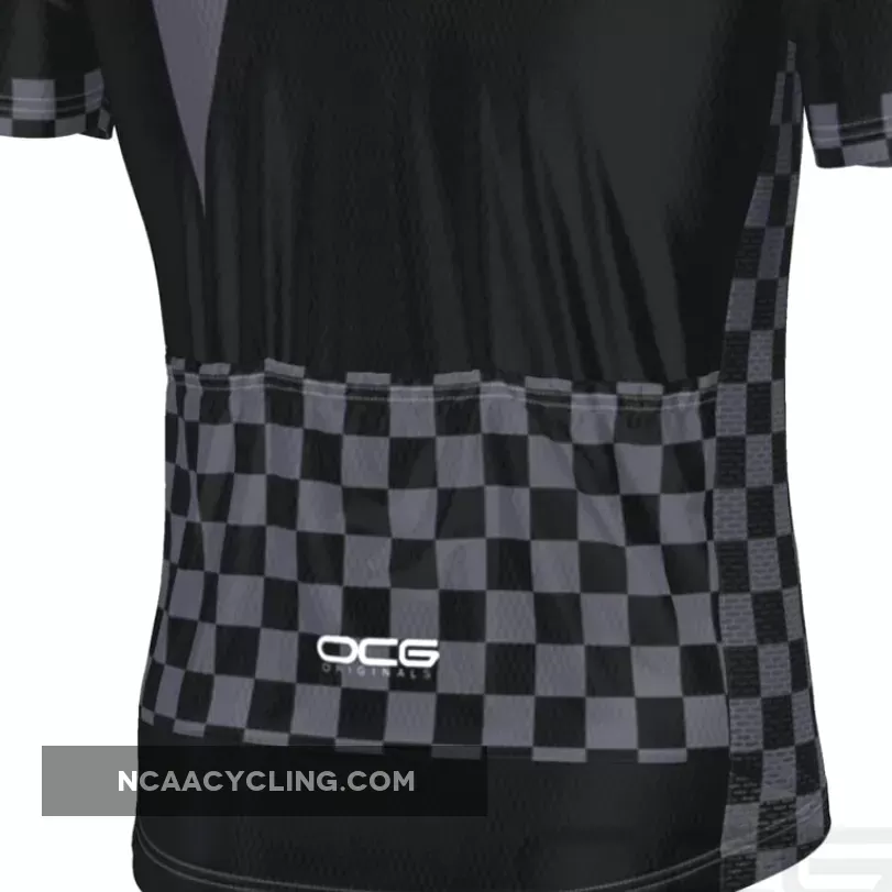 Men's Black Lightning Checkered Short Sleeve Cycling Jersey