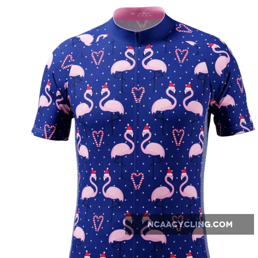Men's Flamingo Santa Short Sleeve Cycling Jersey Restock