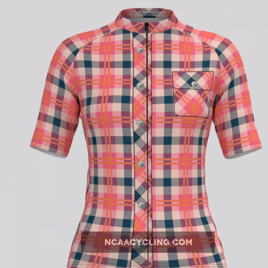 Plaid Checkered Shirt V30 Women's Cycling Jersey For Sale
