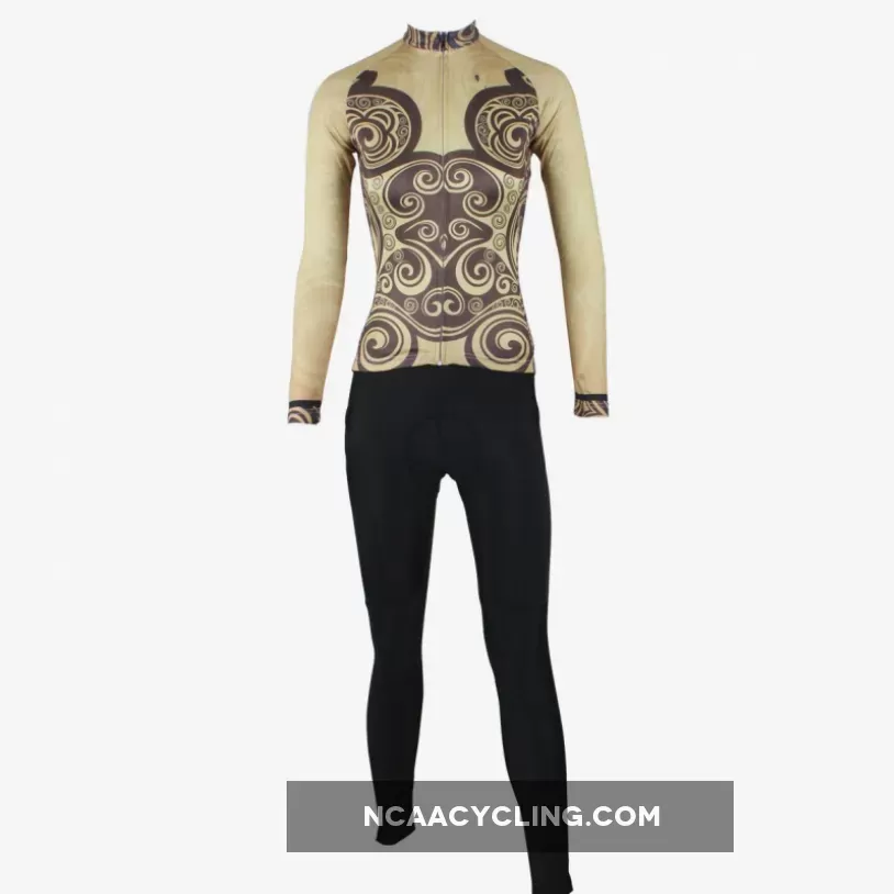 ILPALADINO Women's Long Sleeves Yellow Pattern Cycling Jersey Suit Spring Autumn Pro Cycle Clothing Racing Apparel Outdoor Sports Leisure Biking shirt NO.319