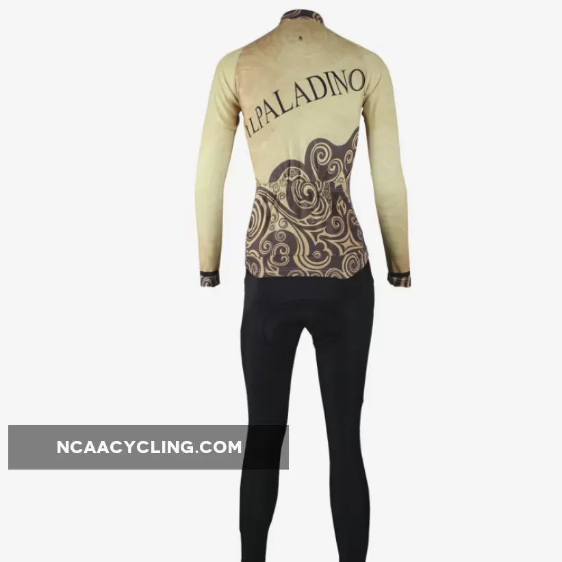 ILPALADINO Women's Long Sleeves Yellow Pattern Cycling Jersey Suit Spring Autumn Pro Cycle Clothing Racing Apparel Outdoor Sports Leisure Biking shirt NO.319