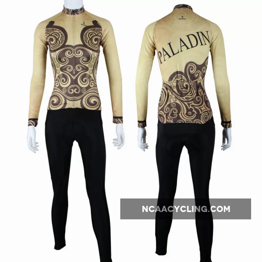 ILPALADINO Women's Long Sleeves Yellow Pattern Cycling Jersey Suit Spring Autumn Pro Cycle Clothing Racing Apparel Outdoor Sports Leisure Biking shirt NO.319
