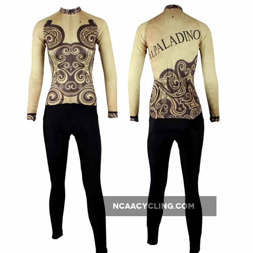 ILPALADINO Women's Long Sleeves Yellow Pattern Cycling Jersey Suit Spring Autumn Pro Cycle Clothing Racing Apparel Outdoor Sports Leisure Biking shirt NO.319