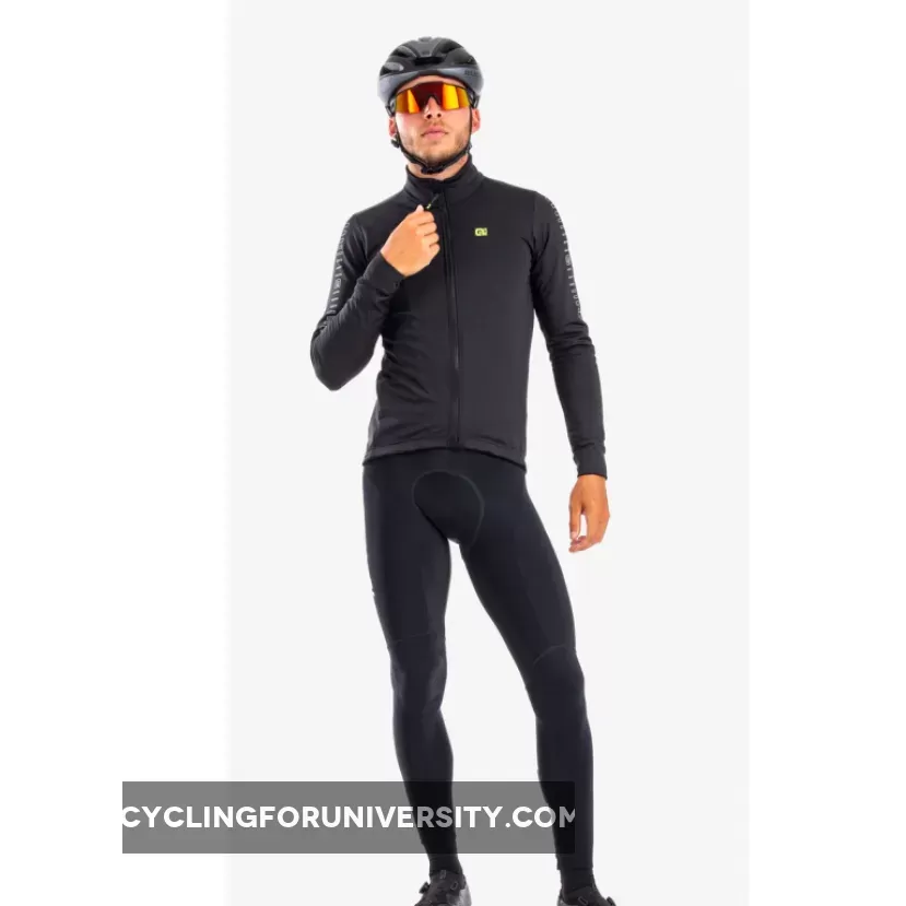 ALE' Fondo Solid Black Long Sleeve Jersey,