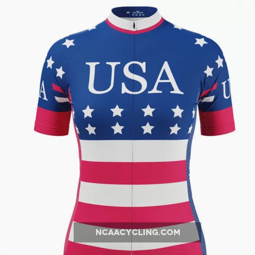 Women's American Stars and Stripes Short Sleeve Cycling Jersey