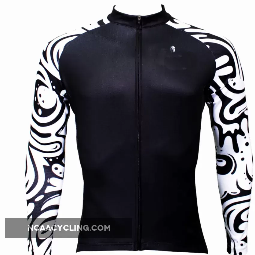 Sale Men's Long-sleeved Cycling Jersey for Spring and Summer Zebra Pattern Black Cycling Jersey Cycling Clothing Apparel Outdoor Sports Gear Leisure Biking T-shirt NO.371