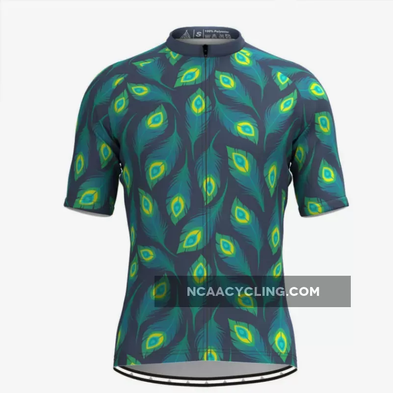 Men's Allover Peafowl Feather Print Cycling Jersey