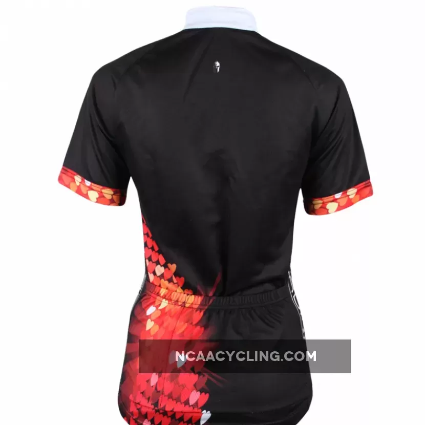 Ilpaladino Heart Women's Quick Dry Black Short-Sleeve Cycling Jersey Biking Shirts Breathable Summer Apparel Outdoor Sports Gear Wear NO.213