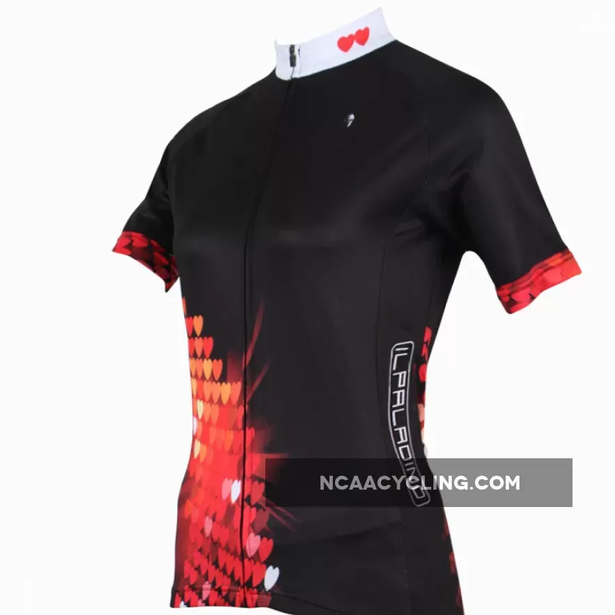 Ilpaladino Heart Women's Quick Dry Black Short-Sleeve Cycling Jersey Biking Shirts Breathable Summer Apparel Outdoor Sports Gear Wear NO.213