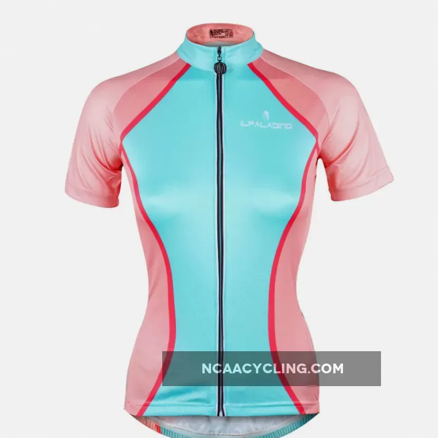 ILPALADINO Cycling Jersey for Girls Pink and Blue Bike Bicycling Summer Spring Autumn Pro Cycle Clothing Racing Apparel Outdoor Sports Leisure Biking Shirts Breathable and Comfortable Cycling Clothing NO.754