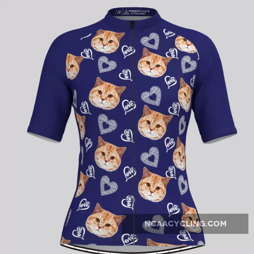 Custom Cat Face V4 Women's Jersey-Purple Outlet