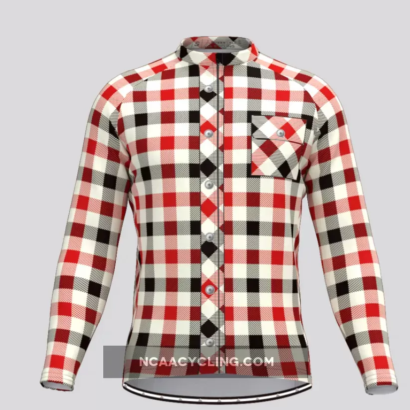 Plaid Checkered Shirt V6 Men's LS Cycling Jersey