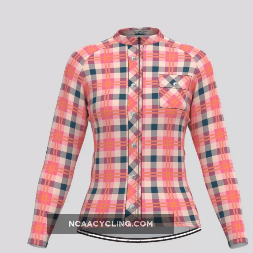 Plaid Checkered Shirt V30 Women's LS Cycling Jersey Outlet