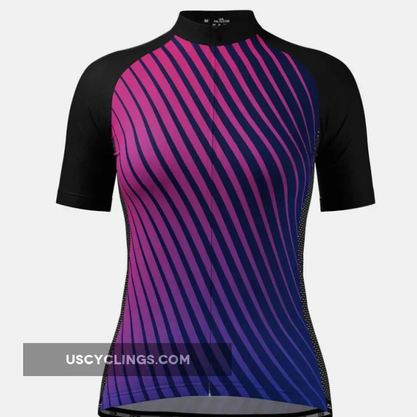 Women's Disco Stripe Black Short Sleeve Cycling Jersey