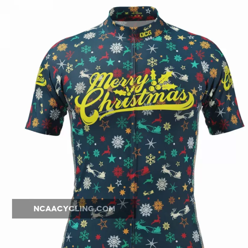 Men's Merry Christmas Pattern Short Sleeve Cycling Jersey