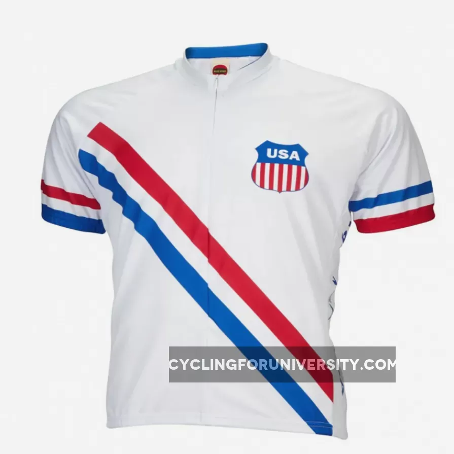 1948 USA Olympics Replica Cycling Jersey Men's Full Zip Cycling Jersey