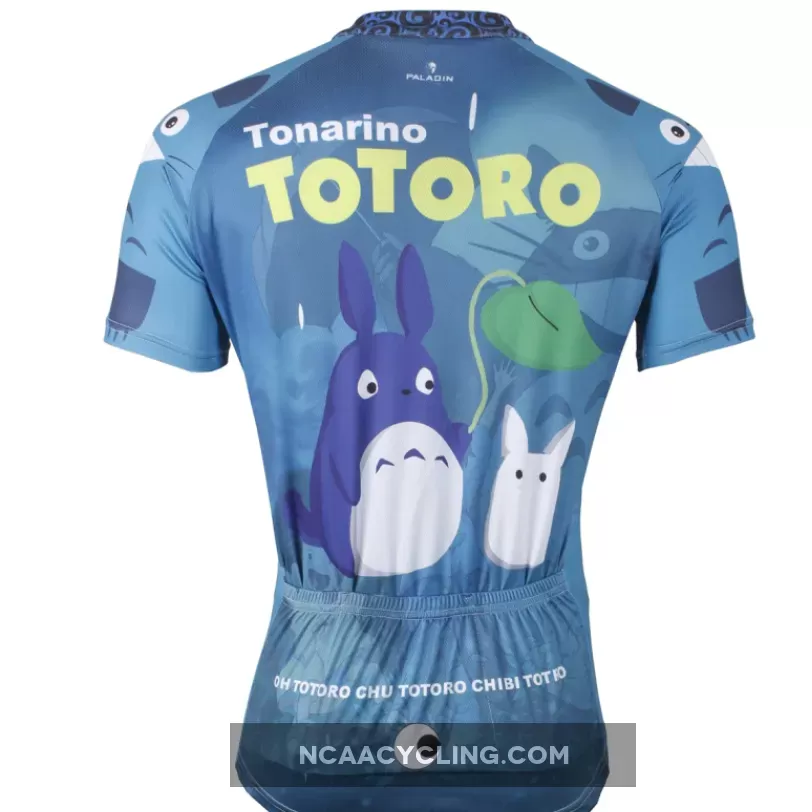 Animated Film Cartoon Character My Neighbor Totoro Rainy Day Umbrella Blue Breathable Cycling Jersey Men's Short-Sleeve Sport Bicycling Shirts Summer Quick Dry Sportswear Chinchilla NO.519