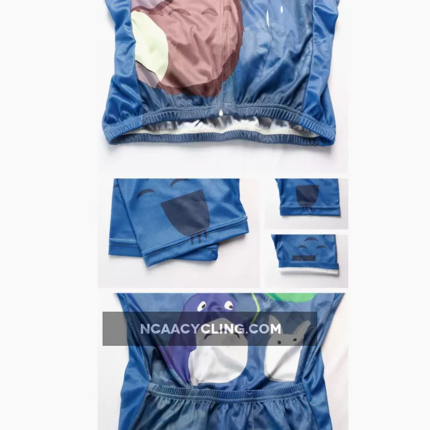 Animated Film Cartoon Character My Neighbor Totoro Rainy Day Umbrella Blue Breathable Cycling Jersey Men's Short-Sleeve Sport Bicycling Shirts Summer Quick Dry Sportswear Chinchilla NO.519