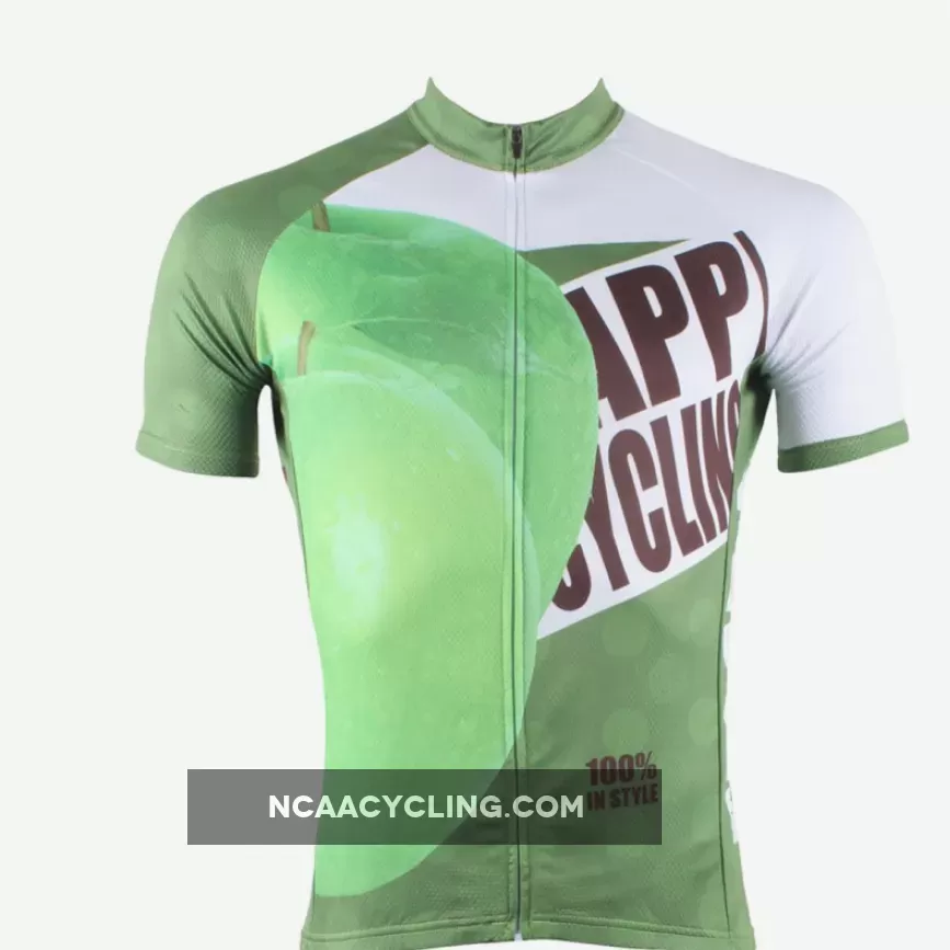 Happy Cycling Summer Fruit Green Apple Men's Short-Sleeve Cycling Jersey Suit Biking Wear Breathable Outdoor Sports Gear Leisure Biking T-shirt Sports Clothes NO.175