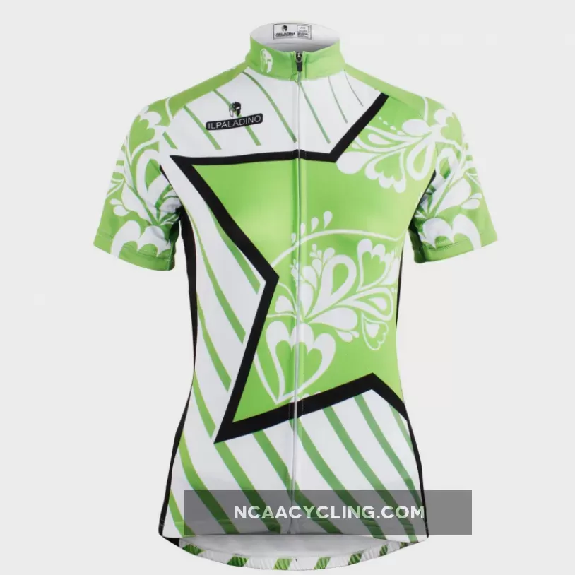 Green Star Diagonal Women Cycling Jerseys MTB Women Biking Shirt 586